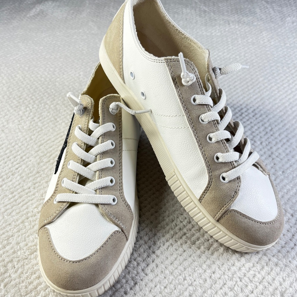 Yellow Box Dillan Women White Tan Star Glitter Low Top Sneakers Size 9.5